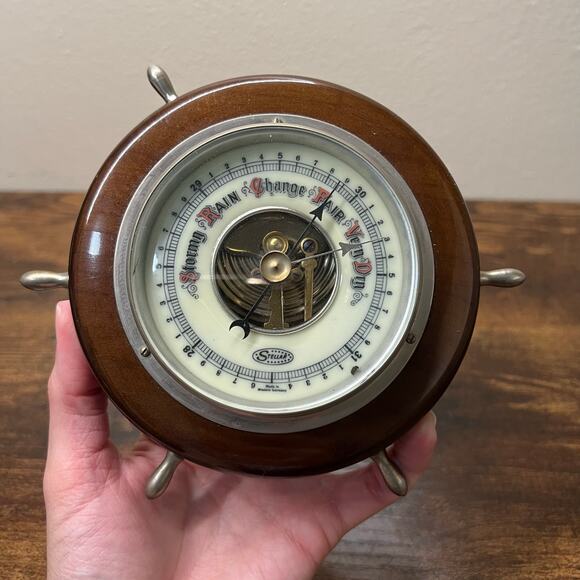 Vintage Stellar Barometer Mid Century Western Germany Helm Ship Wheel Nautical - Picture 3 of 8